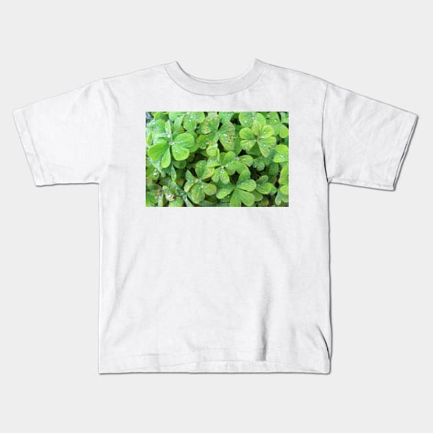 Green Trifolium Plant Foliage Kids T-Shirt by pinkal